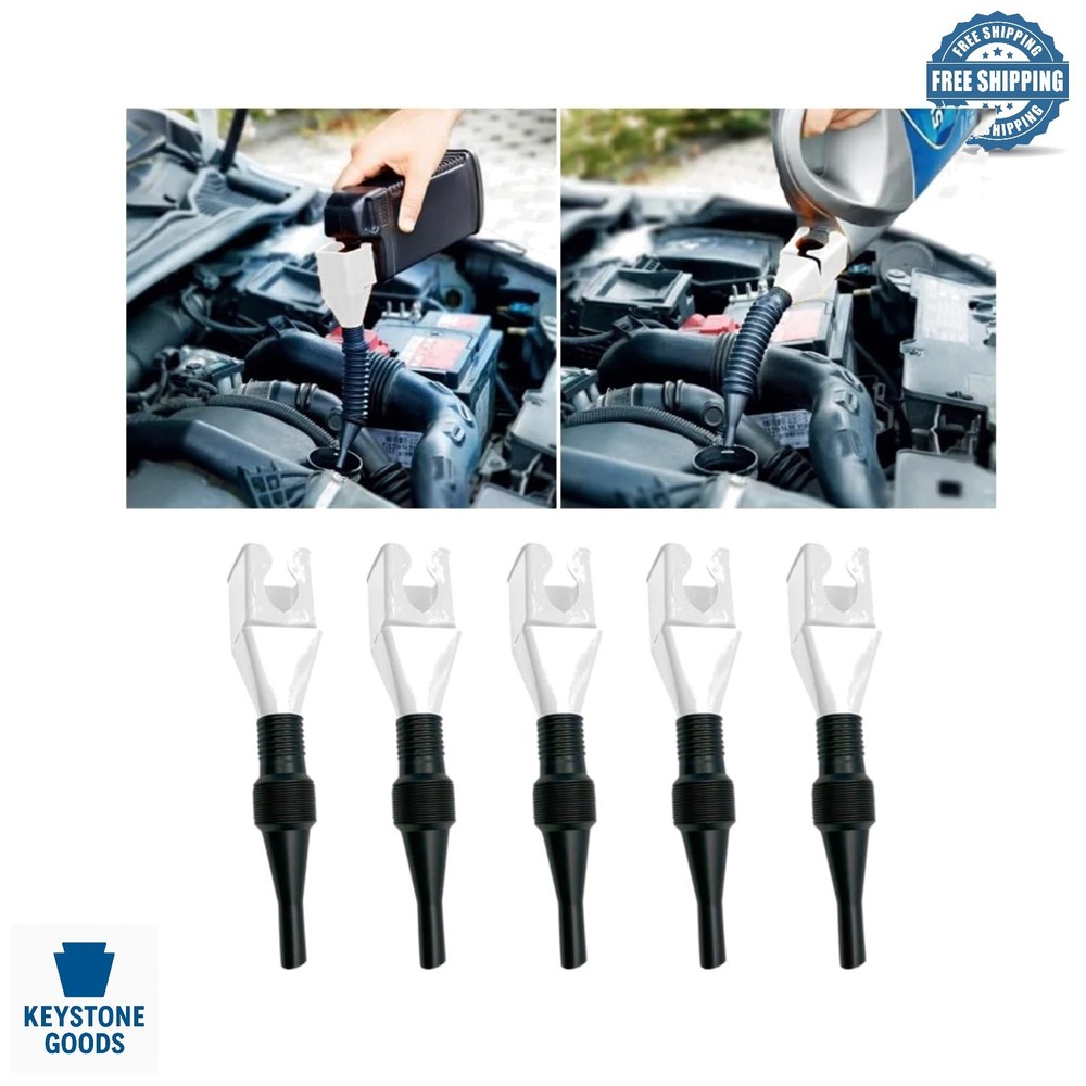 5-Pack Retractable Auto Fuel Funnels - Leak-Proof, Flexible & Durable Plastic...