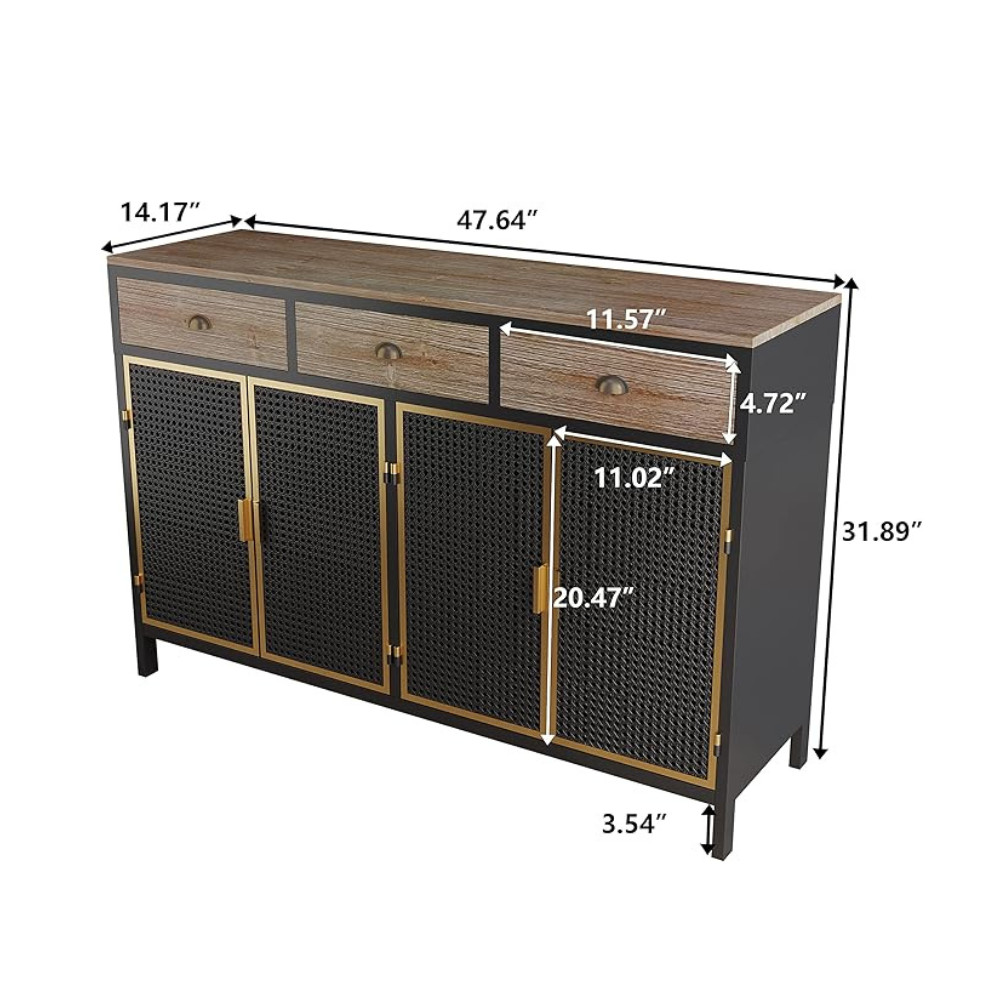 Modern Sideboard with 4 Doors and 3 Top Drawers