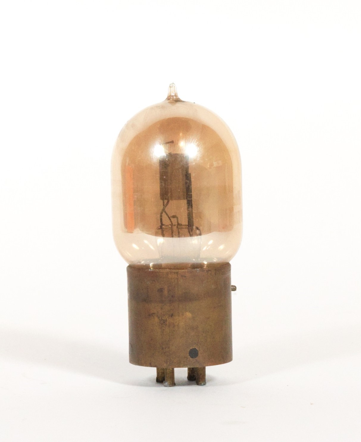 1920 Moorhead Radio Tube With Shaw Base,  Amber Glass & GOOD Filament