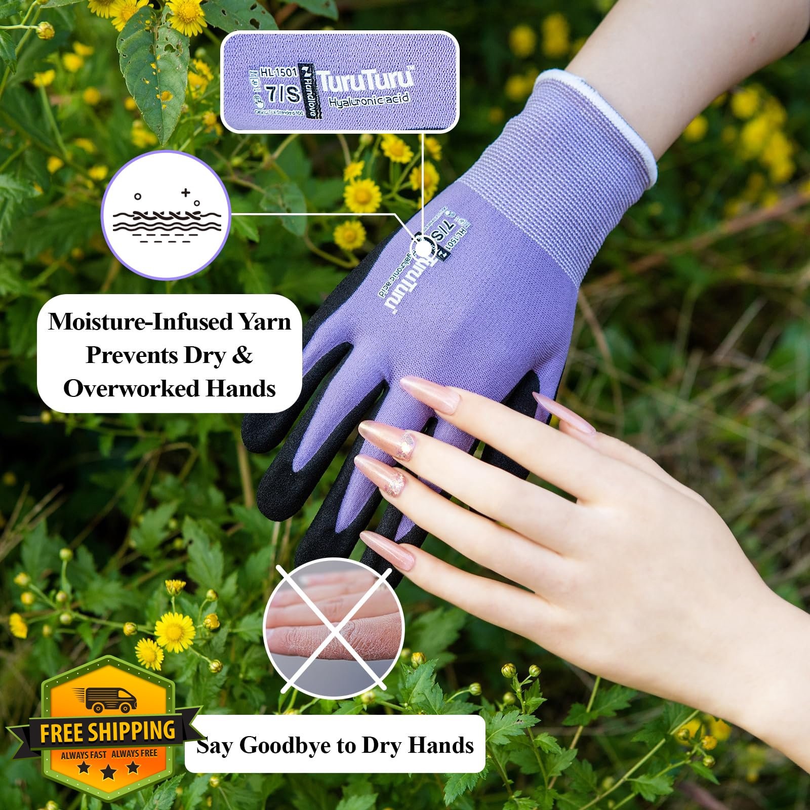 HandLove Women's Gardening Gloves Medium Pink Green Sandy Nitrile Touchscreen