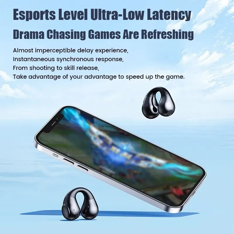 Wireless Bluetooth 5.3 Earbuds Ear Clip Bone Conduction Stereo Headphone Headset