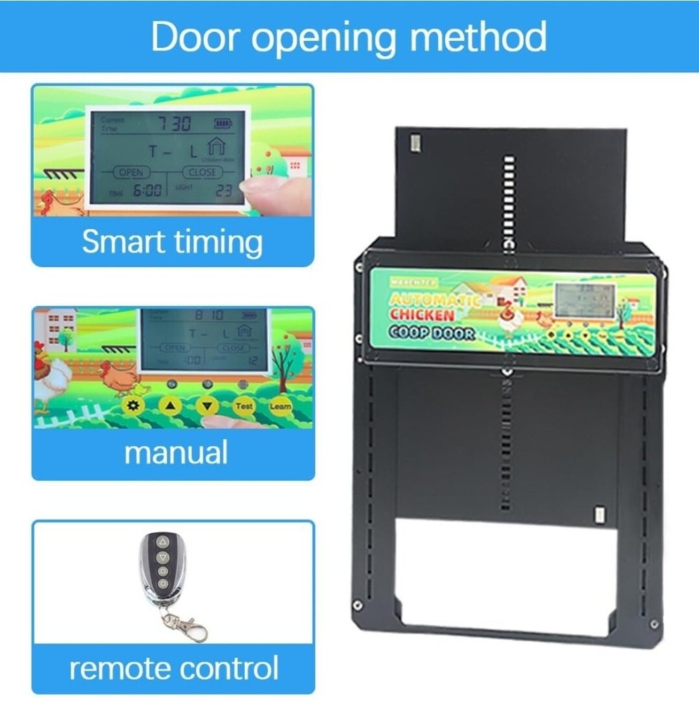 Automatic Chicken Coop Door Auto Chicken Door Opener Timer & Light Sensor