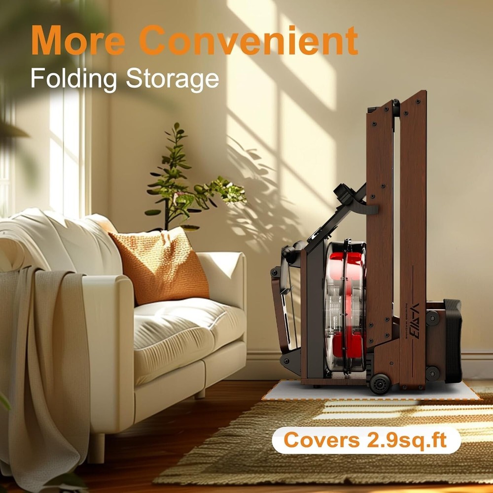 Rowing Machine - Solid Wood Rowing Machines for Home, Water Rowing Machine Folda