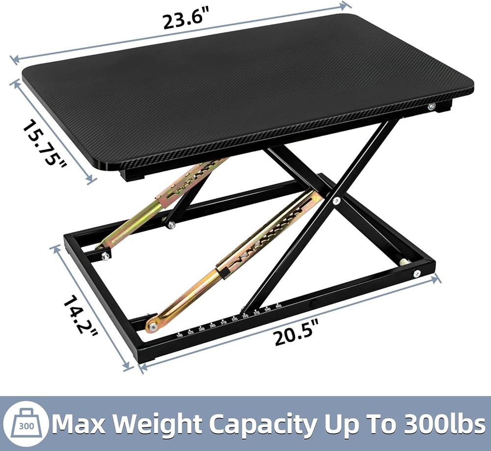 Ergonomic Black Pattern Desk Riser - Adjustable Standing Desk 23.6" x 15.7"