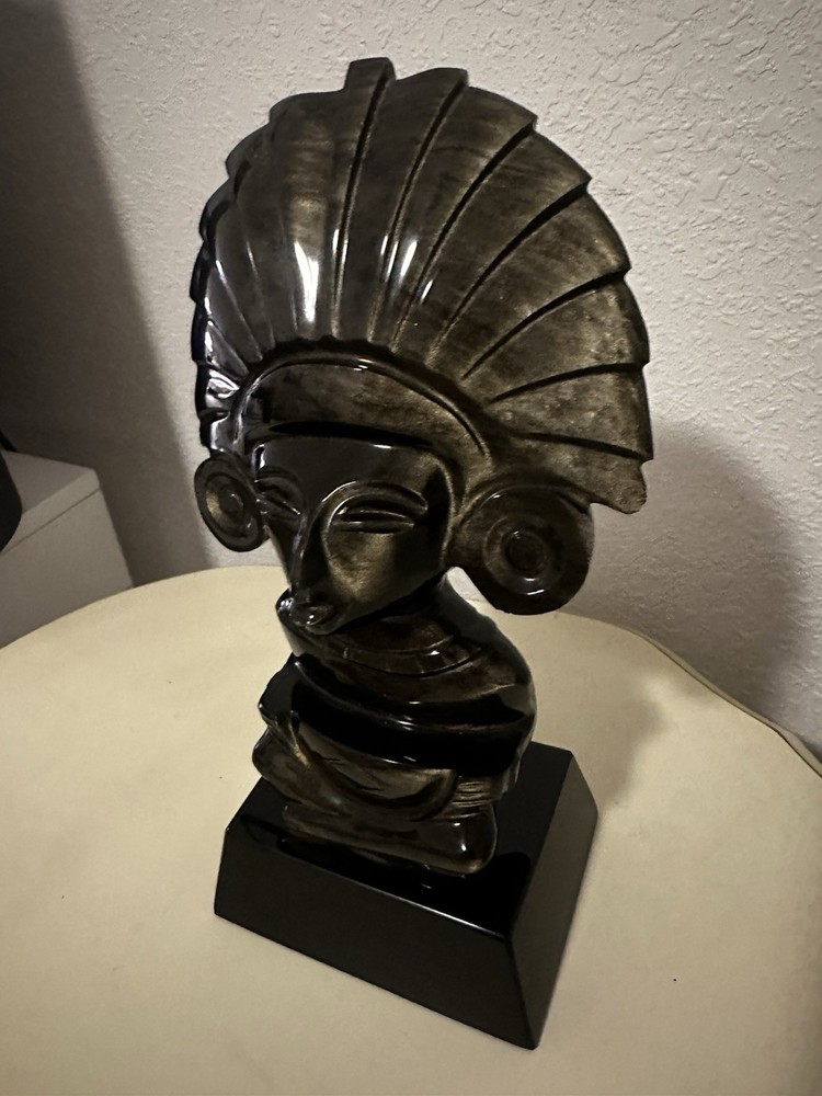 Vintage Obsidian Mayan Figure