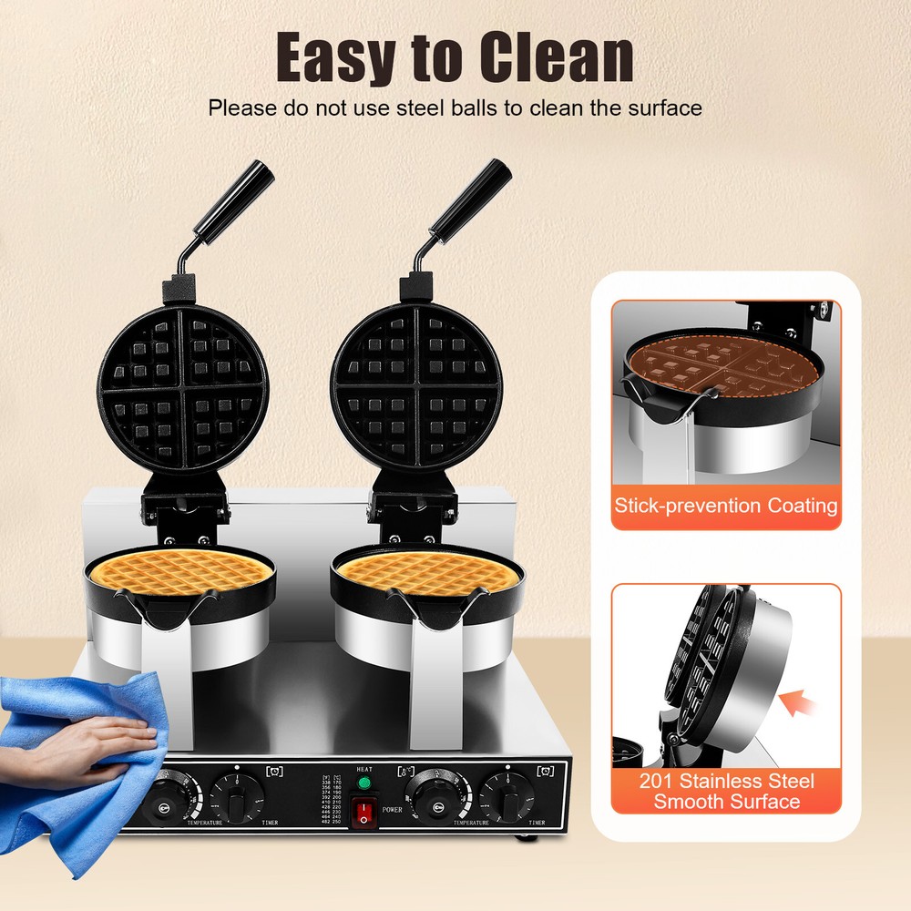 Double Head Waffle Maker Electric Digital Muffin Baker Waffle Making Machine