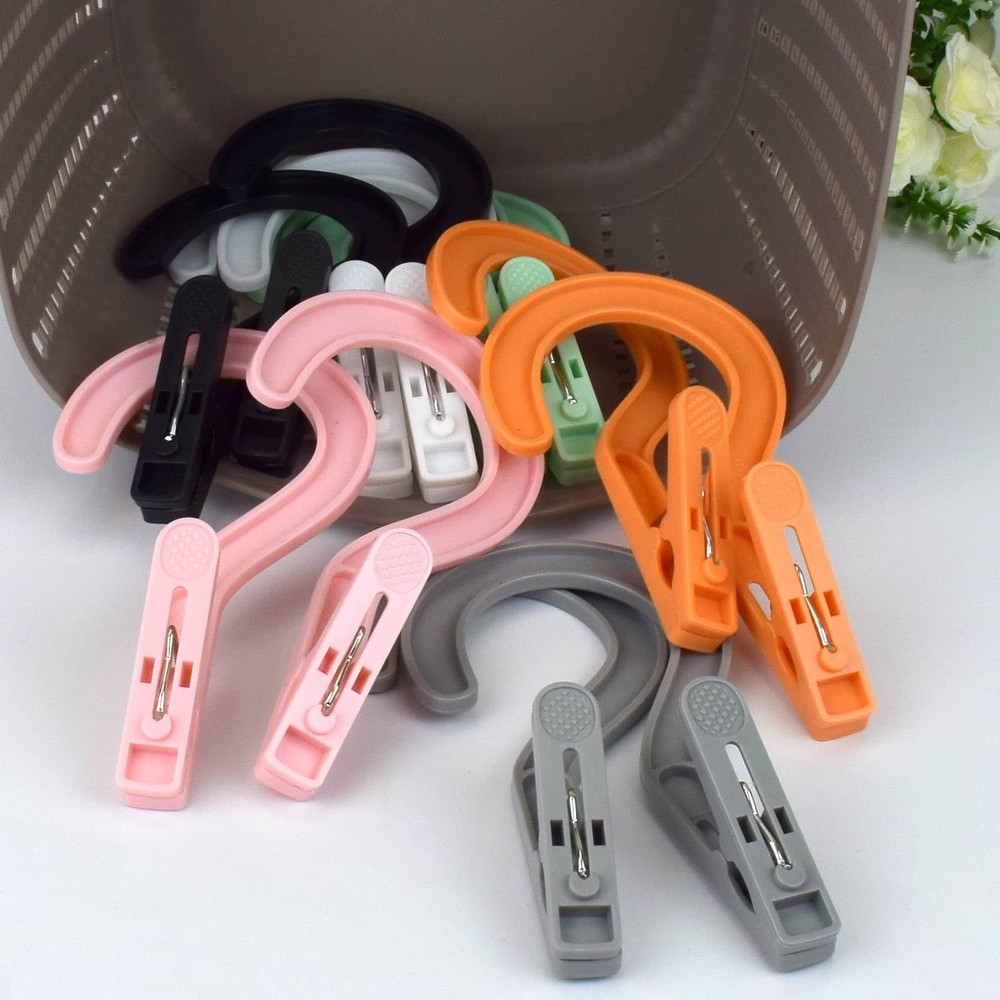 Laundry Hooks Boot Hangers Plastic Clothes Pins Hanger Clips Multicolor 12pcs