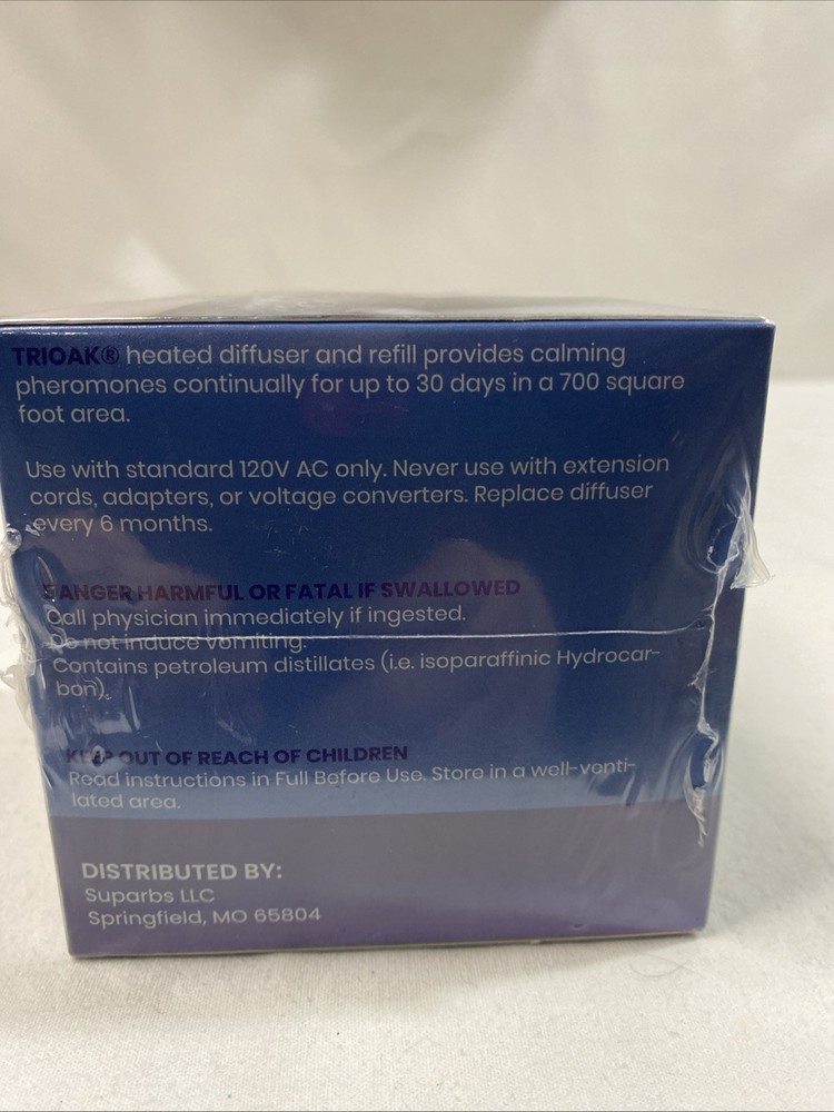 TriOak Cat Calming Diffuser 2 in 1 Anxiety Relief Pheromone Refills 4 Pack NEW