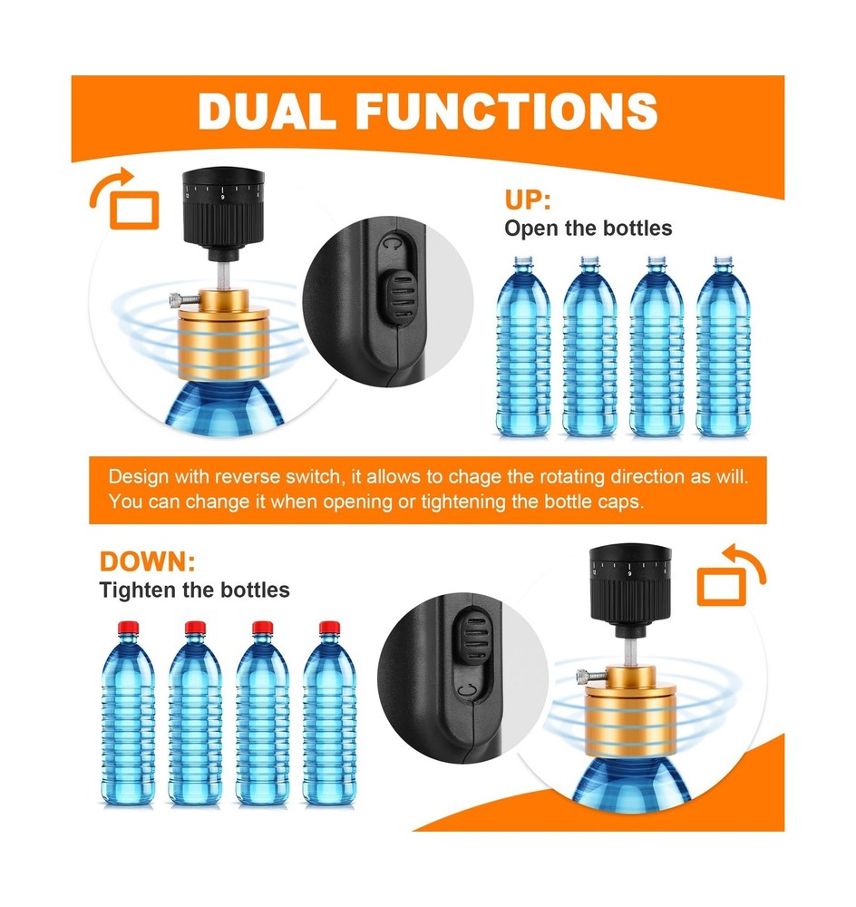 Electric Bottle Capping Machine Adjustable Plastic Bottle Capper 70kg/f Handh...