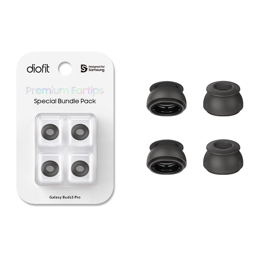 Premium Multi-Flange Eartips for Galaxy Buds3 Pro (Black, X-Small, Black