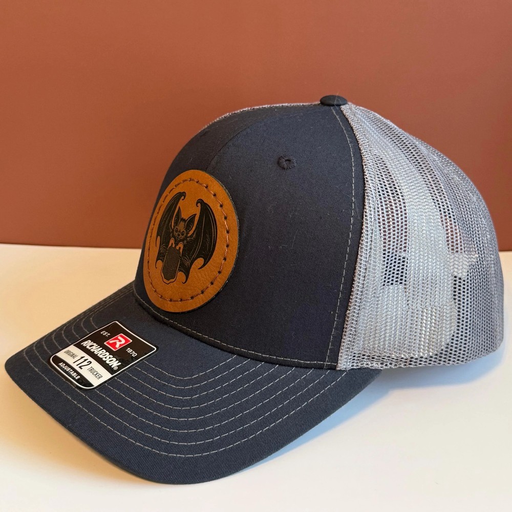 Vampire Bat Blood Bag Patch Hat – Hand Sewn Leatherette Patch Snapback