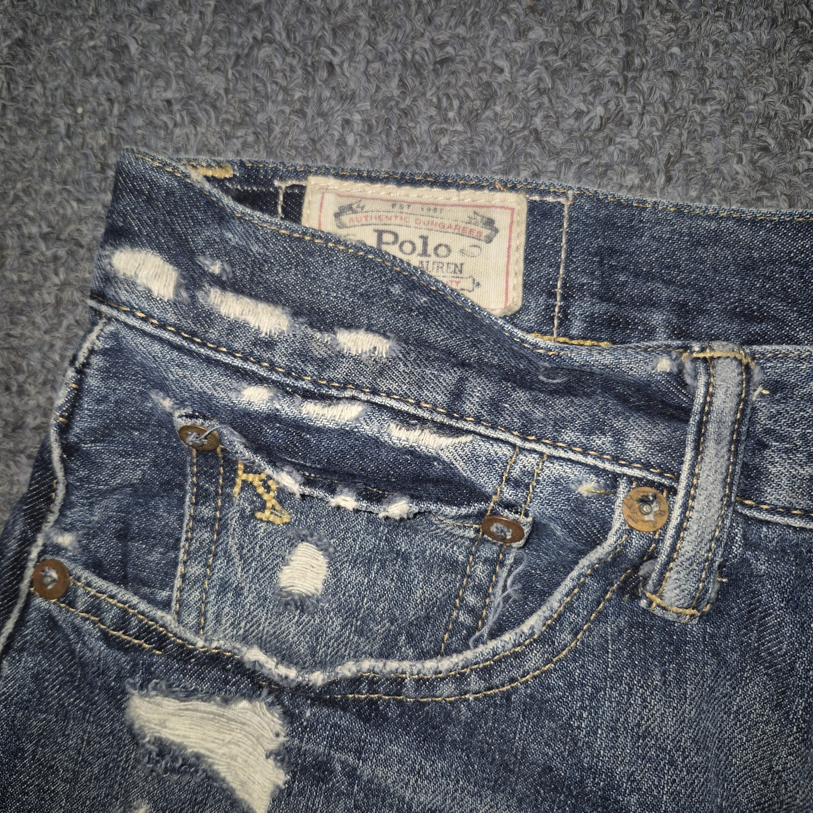 Women's Polo Ralph Lauren Crosby Denim Distressed Shorts High Waist Sizes 25-32