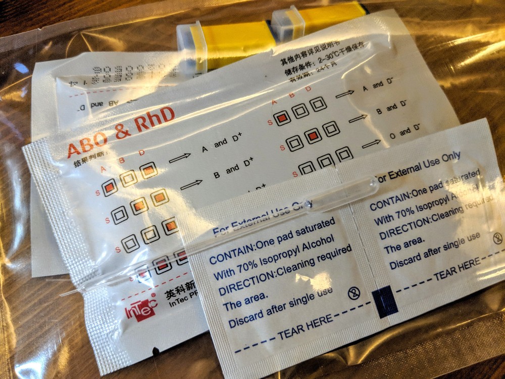 ABO RhD Home Blood Group Type Test Testing Kit CE Marked FREE SHIPPING