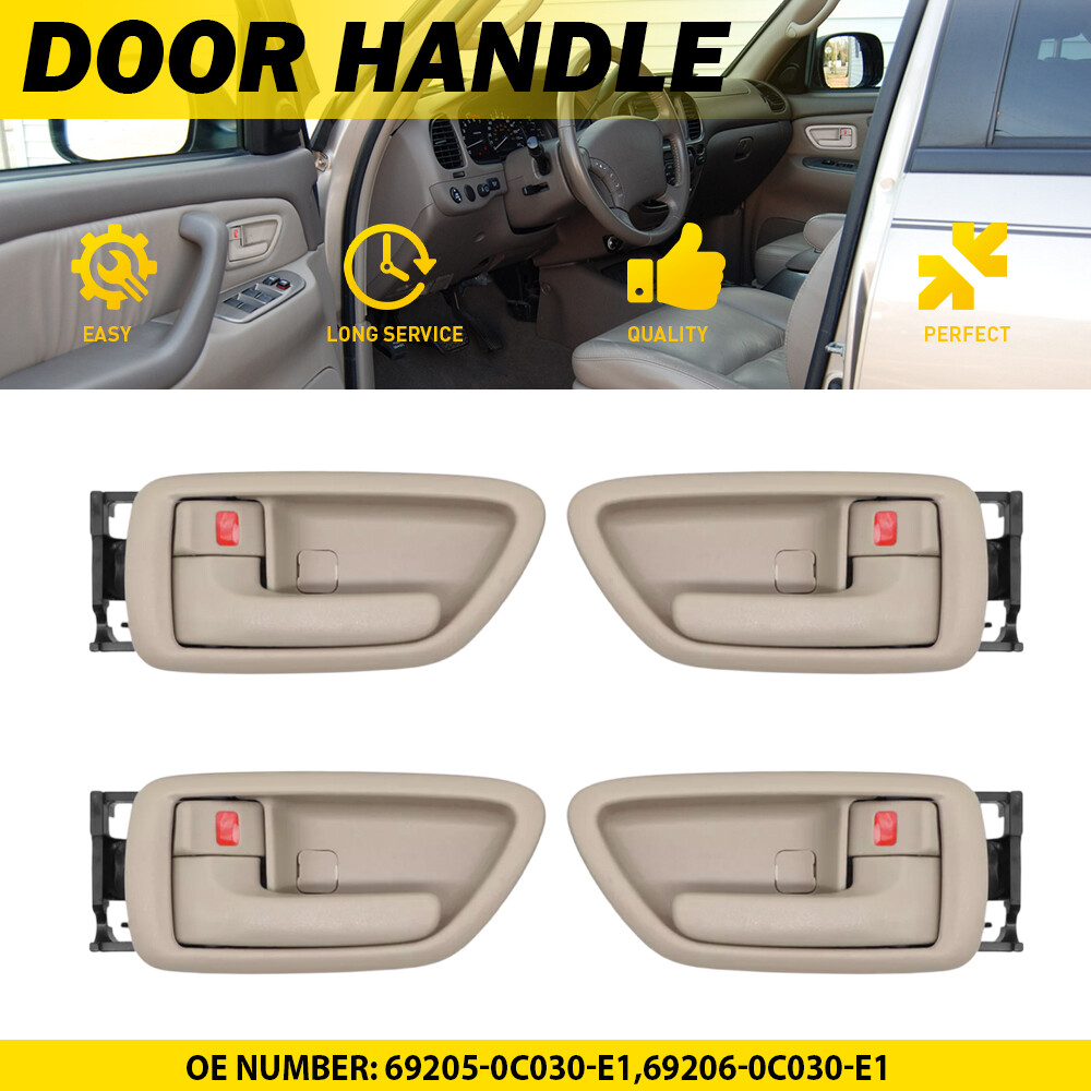 4Pcs Inside Interior Door Handle Front & for Rear Toyota Sequoia 2001-2007 Beige