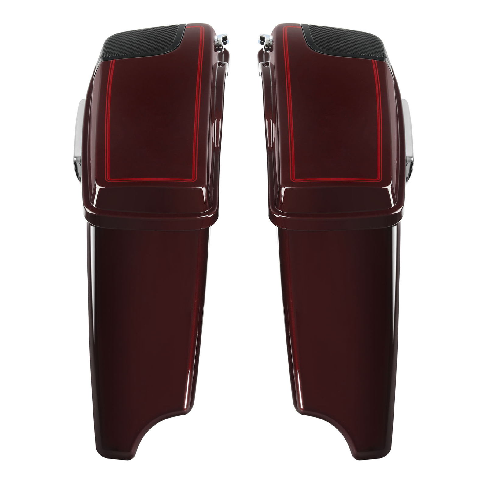 4" Stretched Hard Saddlebags For Harley Touring 2014-2024 Mysterious Red Sunglo