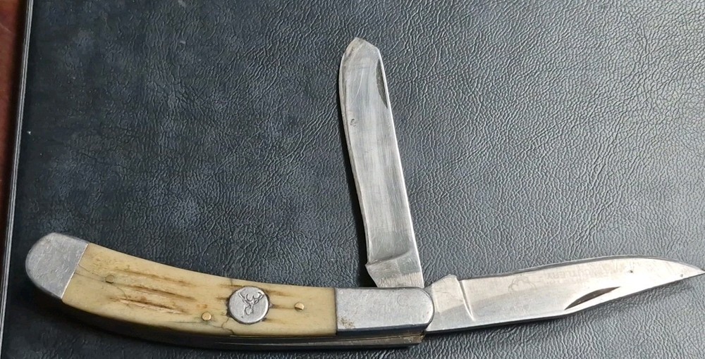 Whitetail Cutlery Stag Bone Folding Pocket Knife Two BLADE SHARP!