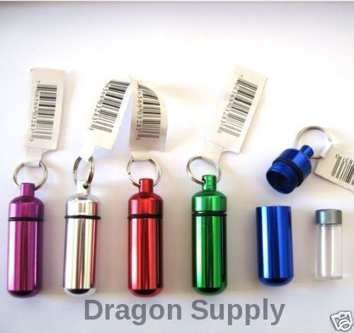 New 5PC  Small Pill / ID Holder KeyChain ( Assorted Colors )