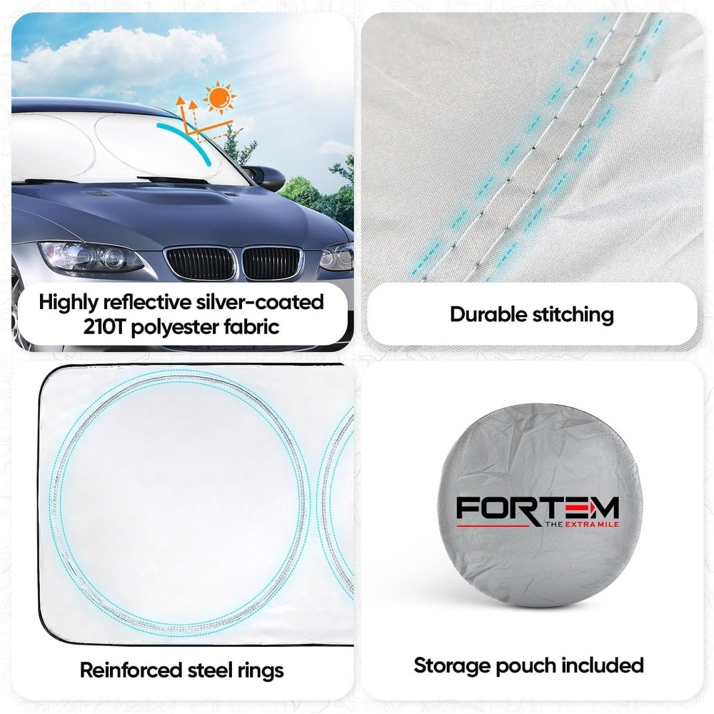 Multi-Size Car Sun Shade - Reflective Windshield Protector for All Vehicle Types