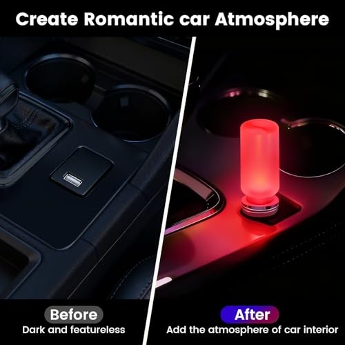 2 PCS USB Interior Car Lights, Touch Control 7 Color 13 Modes Plug Multicolor