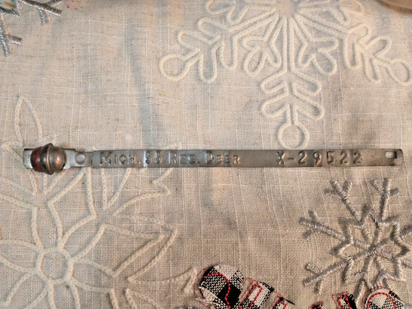 Vintage 1955 Michigan Deer Game Tag Metal Hunting License X-29522