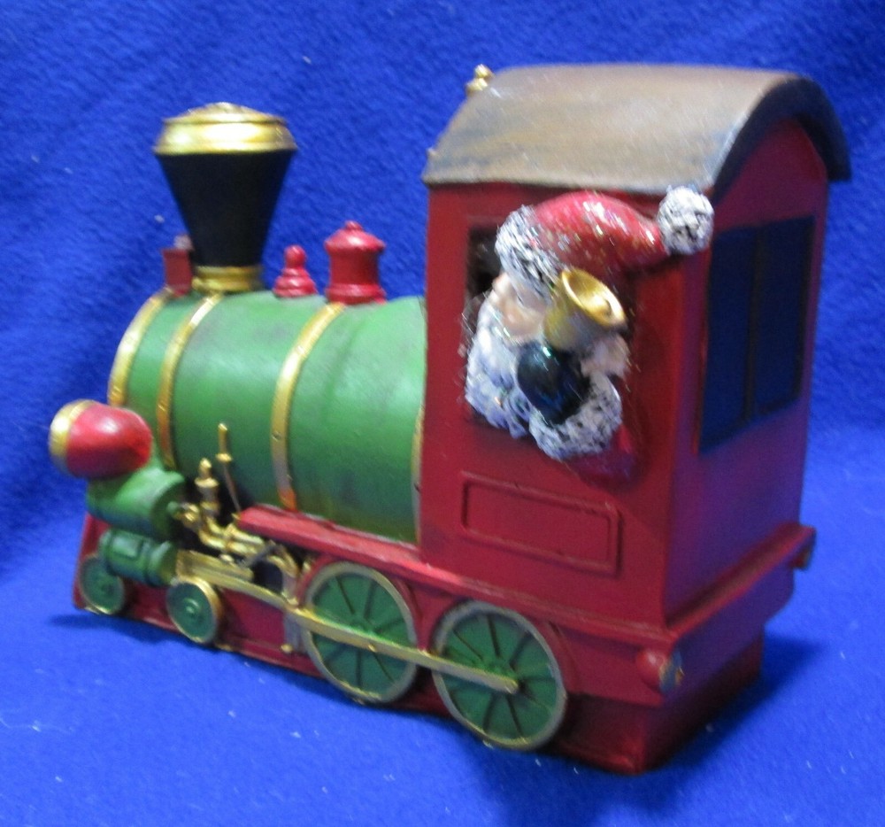 Christmas train with Santa as engineer, resin