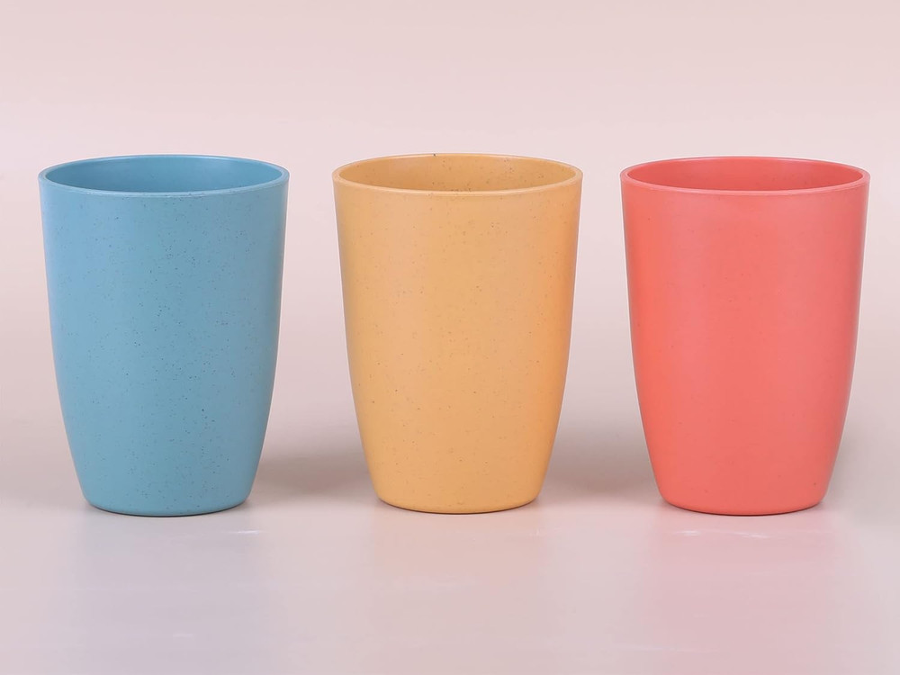 Luckyzone Wheat Straw Reusable Cup (12 Oz) - Unbreakable Drinking Glasses Sets -