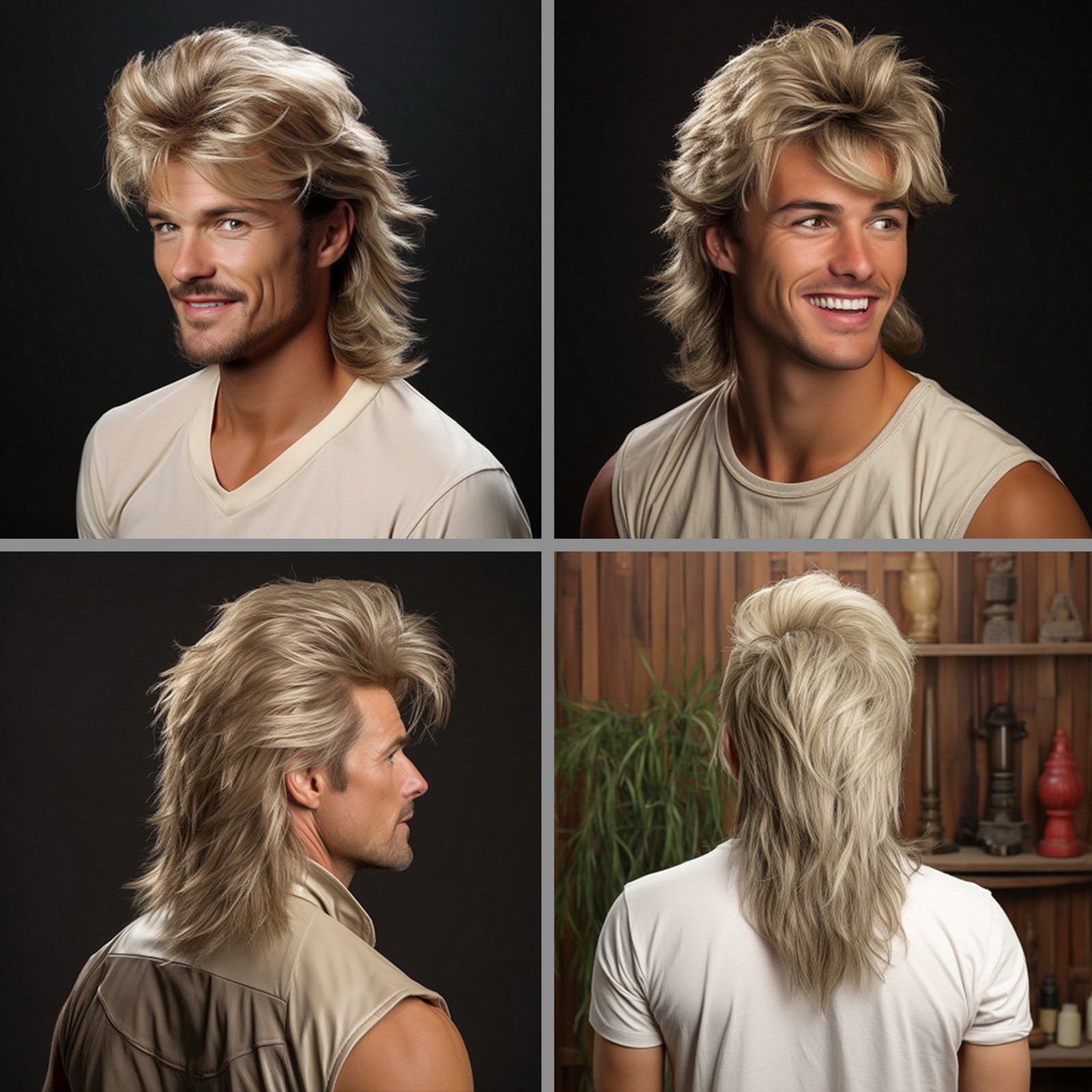 Jason Brown Mullet Wig 80's Costume Wigs for Men