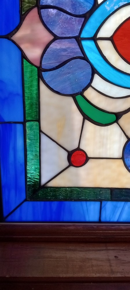 Stained Glass Window Hanging Panel *Artisan Statement Piece* 19.5" Square