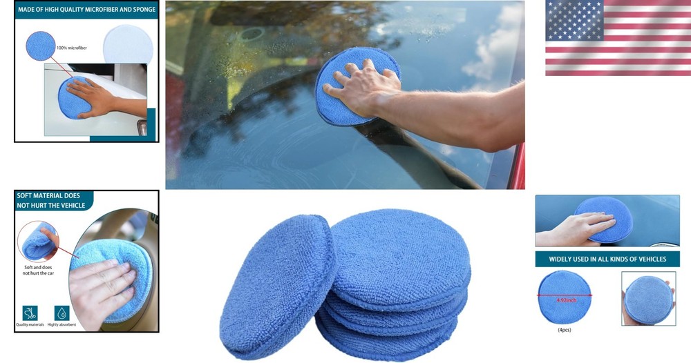 Multi-Purpose Microfiber Applicator Pads - 4 Pack Ideal for Waxing & Dusting