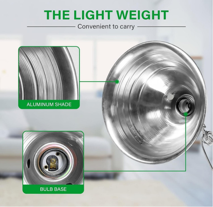 Simple Deluxe 2Pack Clamp Lamp, 8.5" Reflector, 150W E26 Socket, 6Ft, Silver