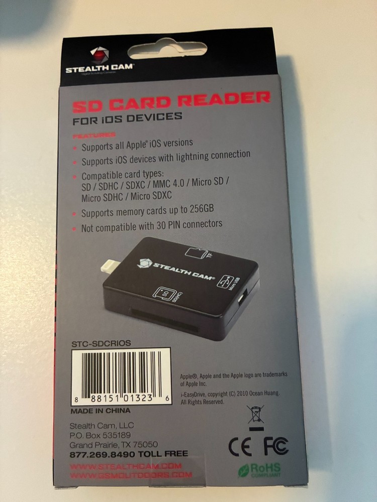 NEW Stealth Cam SD Card Reader For iOS Devices Apple iPhone iPad