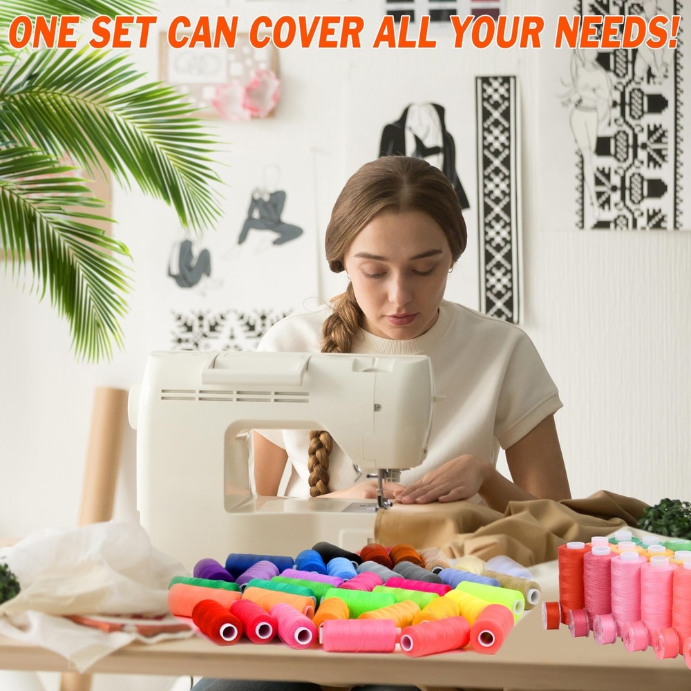 125 Pcs Sewing Thread Kit, 36 Assorted Colors Machine Threads with Spools, 400