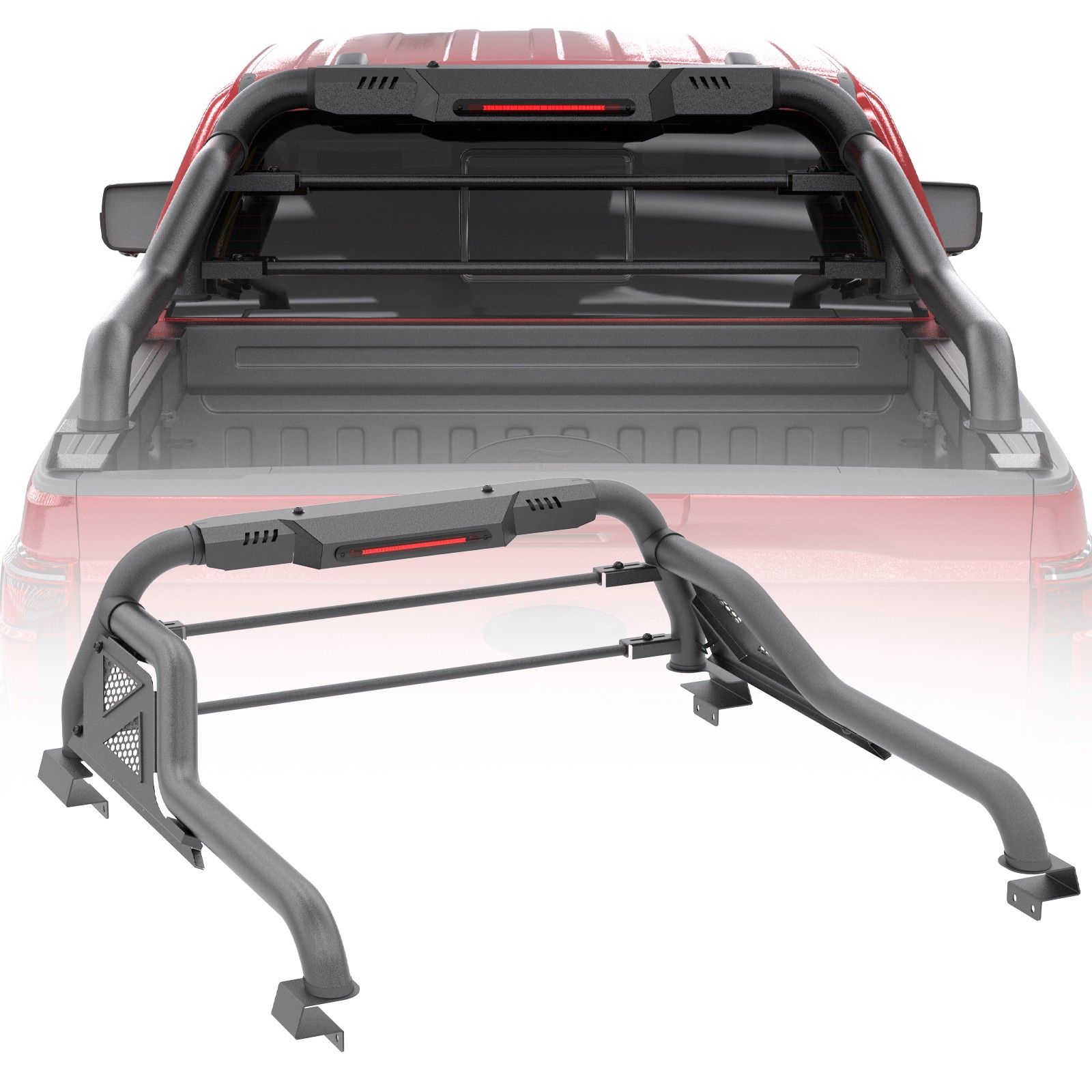 Adjustable Truck Roll Sport Bar Rack Bed Bar Black For Toyota Tacoma 2005-2025