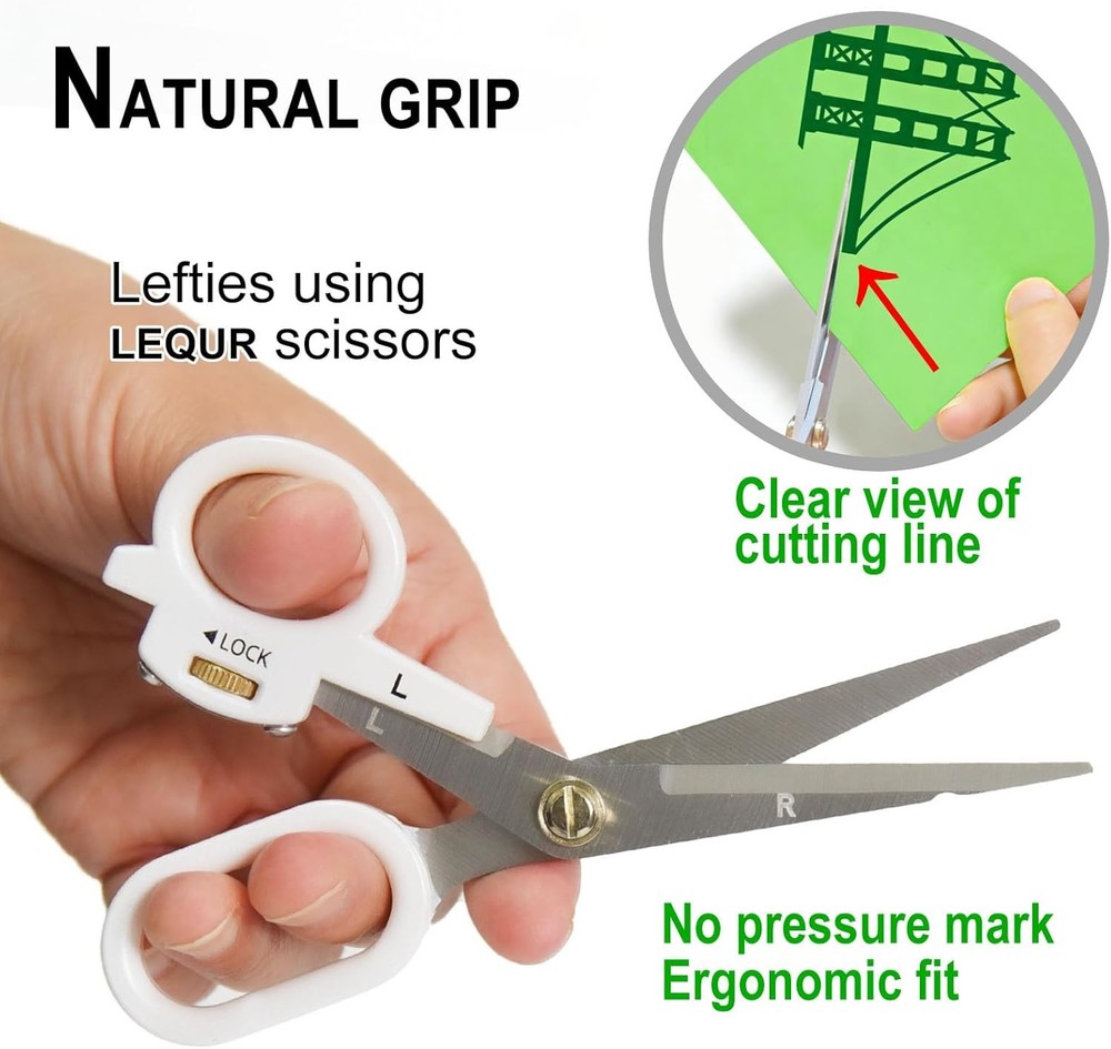 Ambidextrous Scissors - Left & Right Hand Use via 4-Edge Design, with Protective