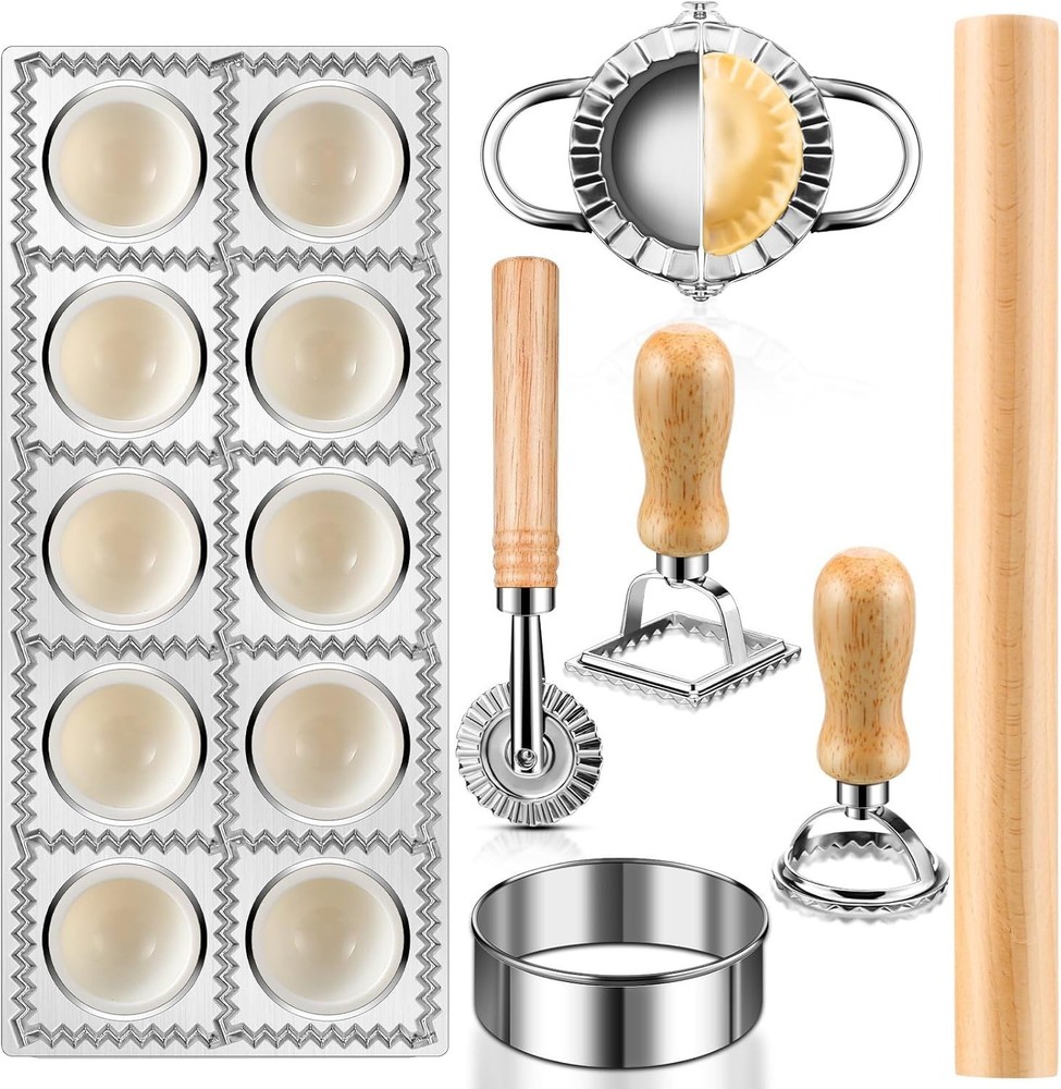 Dumpling Making Kit: 8-Piece Ravioli Cutter Set for Culinary Delights