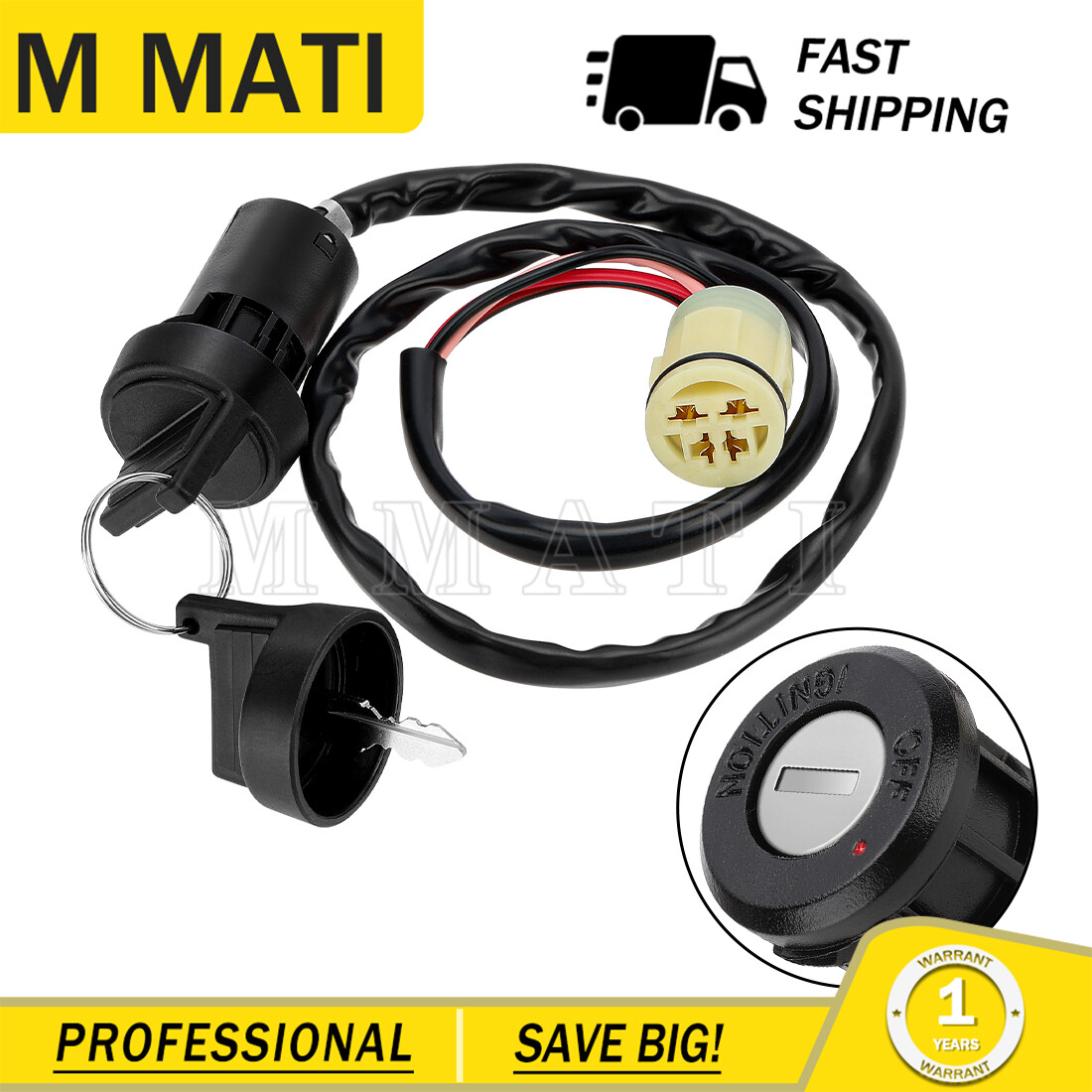 Ignition Key Switch for Honda TRX450ES TRX450S Foreman 4X4 1998 1999 2000 - 2004