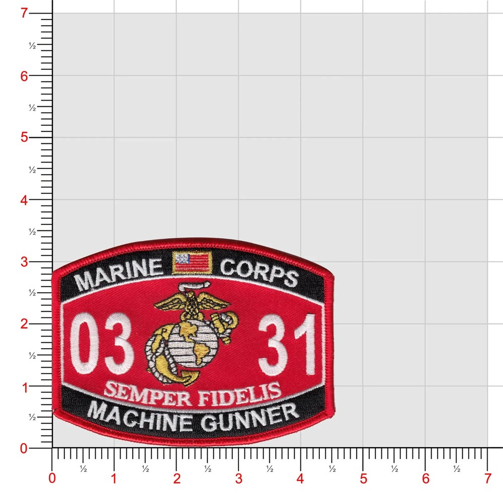4.5" MARINE CORPS MOS 0331 MACHINE GUNNER EMBROIDERED PATCH