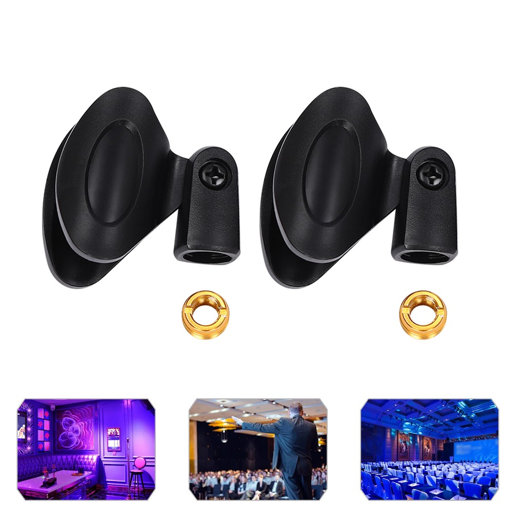 2pcs Universal Microphone Clips Black Microphone Mic Clip Holders