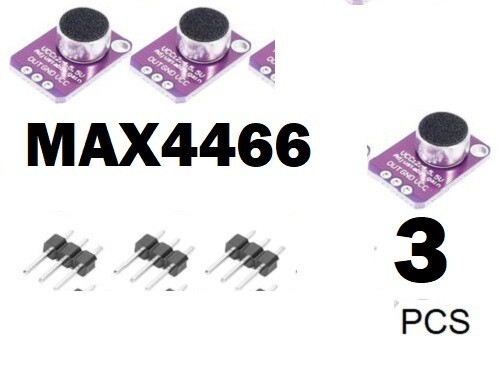 3 Pieces Electret Microphone Amplifier Module MAX4466 Adjustable Gain Blue...