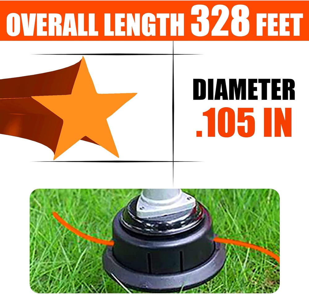 String Trimmer Line, Commercial Grade Orange Pentagon Weed Eater String, Premium
