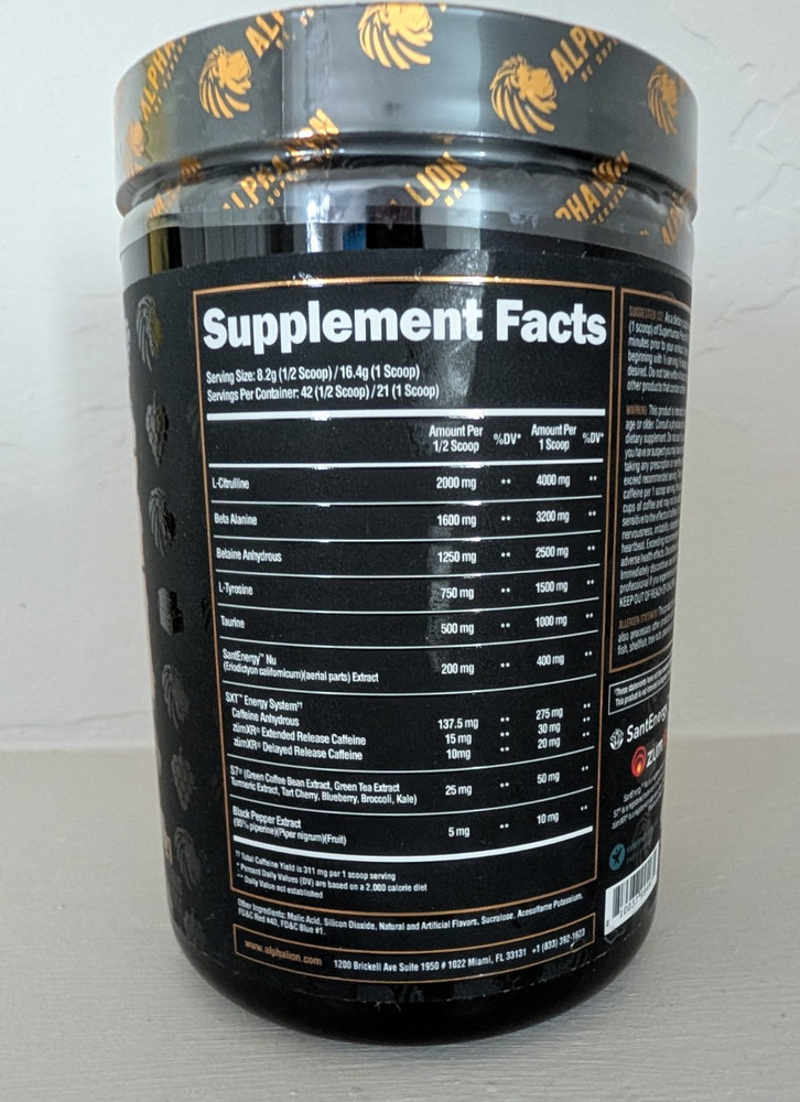 Alpha Lion Super Human Pre Workout Original Performance Grapezilla 21 Servings