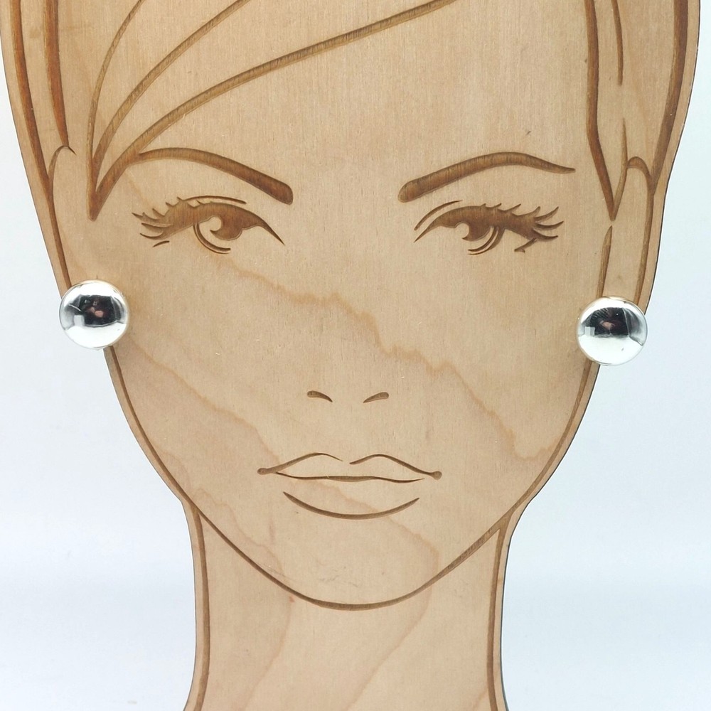 Classic Silver Toned Dome Screw Back Earrings