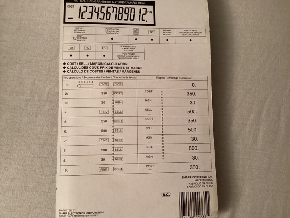 Sharp El 339 HB Executive Portable Desktop Handheld