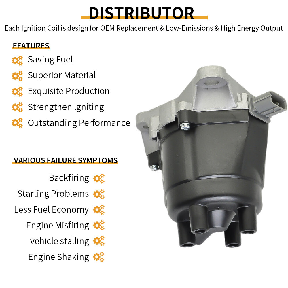 For Honda Accord EX LX Acura CL 2.3L Ignition Distributor +Spark Plug +Wireset