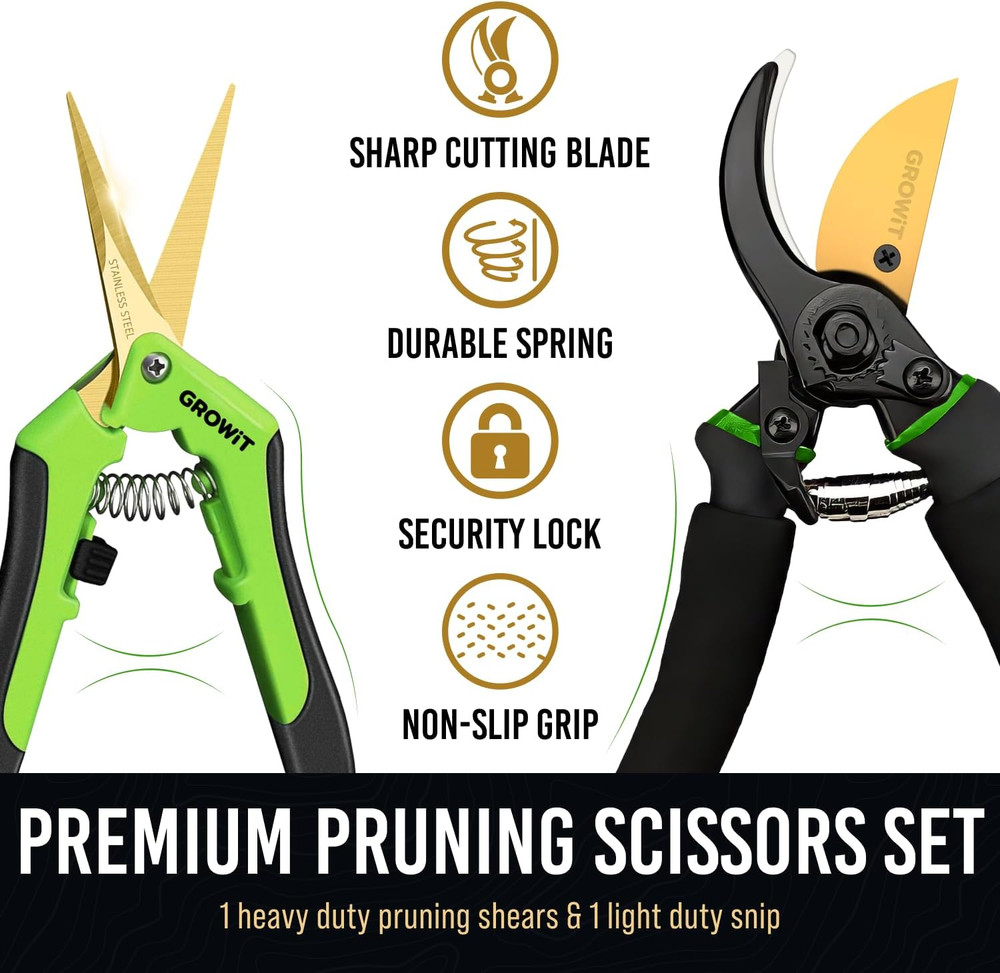 8.5" Professional Bypass Pruning Shears & Gardening Scissors Set - Super Sharp P
