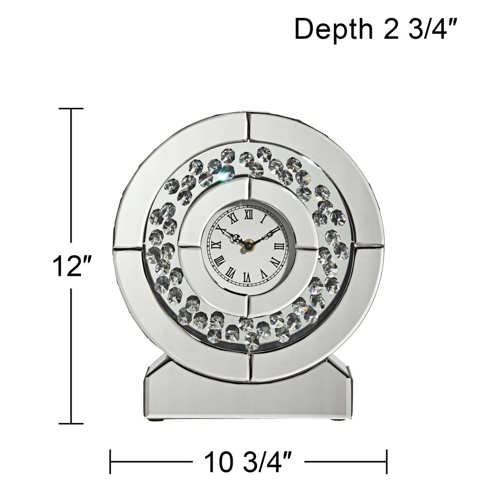 Claudyn 12" High Mirrored and Crystal Table Clock