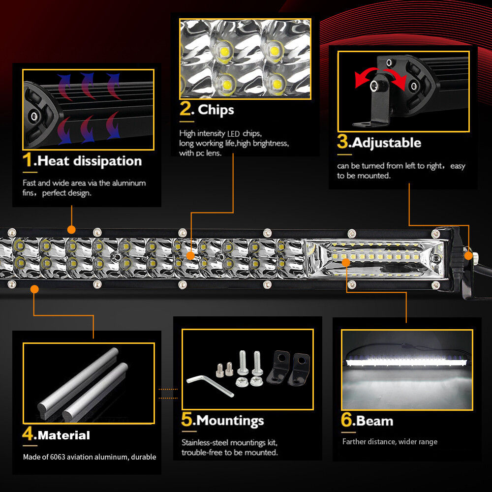 20inch LED Light Bar Dual Row Spot Flood Combo Offroad Truck SUV ATV 4X4 4WD