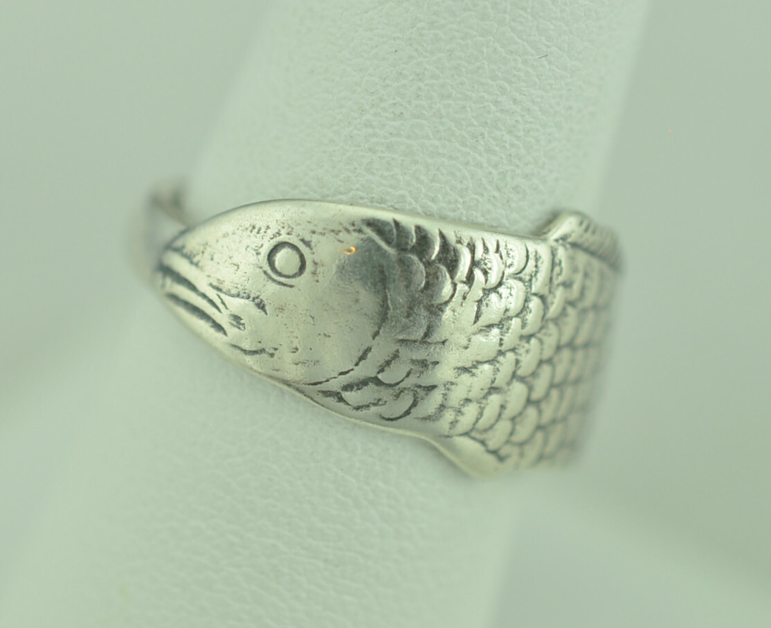 Dainty Solid 925 Sterling Silver Small Fish Adjustable Spoon Ring