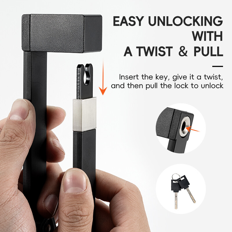 ROCKBROS Folding Bike Lock Heavy Duty Anti Theft Smart Secure Guard with Keys