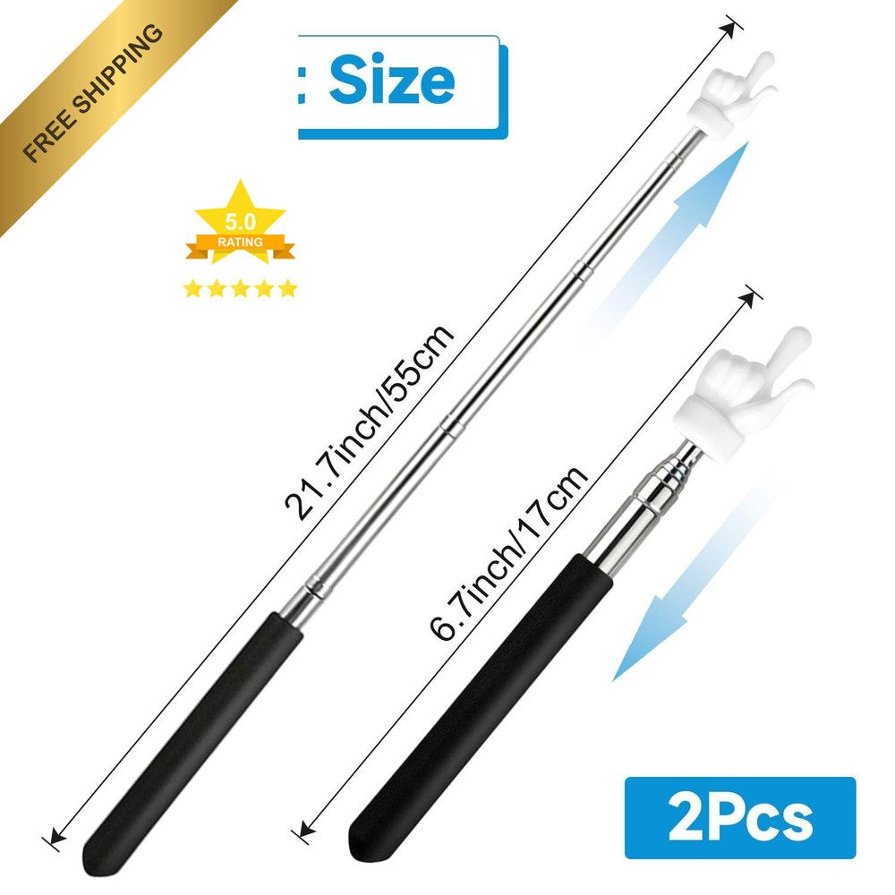 VOVIGGOL 2Pcs Telescopic Teachers Pointer, Extendable Hand Pointer Blue